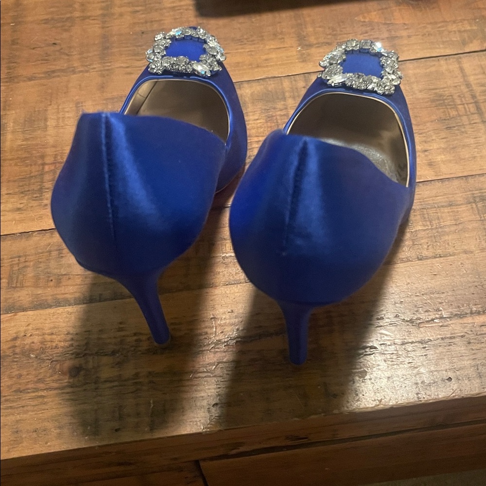 Badgley Mischka Collection Cher Embellished Pump Satin Blue Rhinestone - Picture 8 of 8